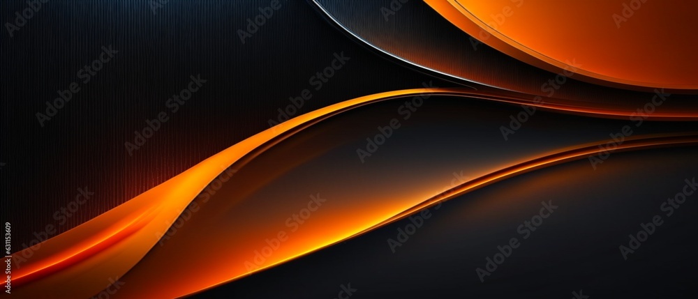Poster 3d abstract background, black and orange wave curve with development concept in automotive innovatio