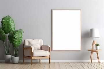 Serene and Stylish Living Area Frame Mockup, generative, ai