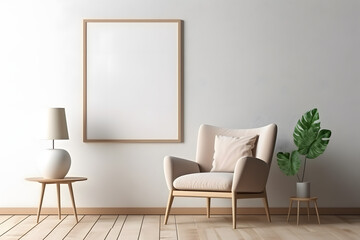 Contemporary Interior with Artistic Frame Mockup, generative, ai