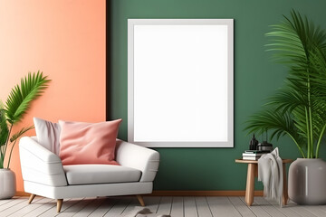 Soft and Stylish Interior Setting Frame Mockup, generative, ai