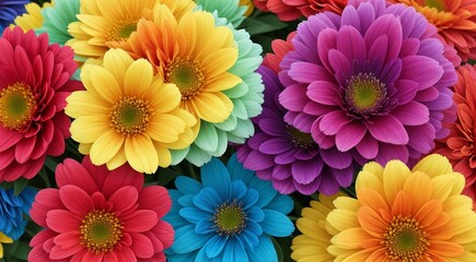 colorful abstract flowers background, colored flowers on abstract background