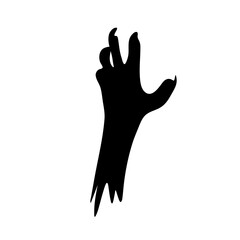 Zombie Hand Silhouette. Vector Design Clip Art. Halloween Scary Graves. Dead Monster Arm.