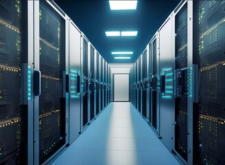 Fototapeta premium Data Center with Storage of Information Technology