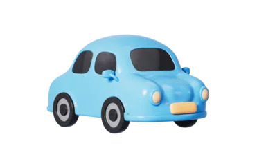 Foto op Canvas Cartoon car with white background, model car, 3d rendering. © 婷婷 季