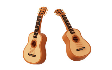 Fototapeta premium Cartoon guitar model, 3d rendering.