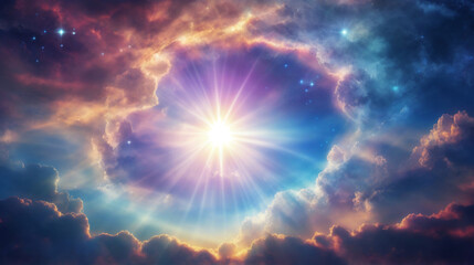 幻想的で神聖な空の光