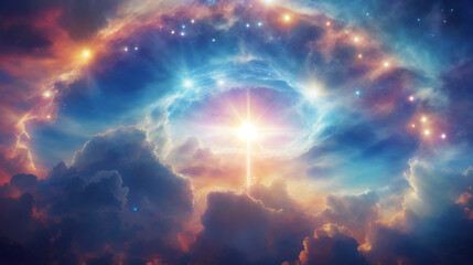 幻想的で神聖な空の光