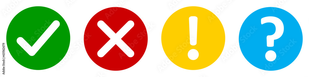 Fototapete vector set of flat round check mark, x mark exclamation point and question mark. checkmark, exclamat