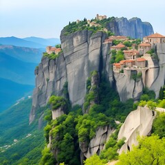 Fototapeta na wymiar Greece - Meteora monastery in the mountains, popular place for tourists.... exclusive 