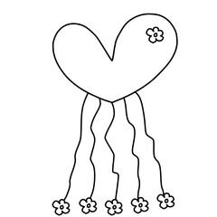 Heart and flower lines,Hand drawn.