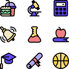 ICON SET VECTOR WITH PASTEL COLORS