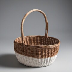 Obraz premium Wicker Basket, Woven Basket with Handles
