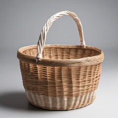 Obraz premium Wicker Basket, Woven Basket with Handles