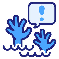  Drowning blue icon