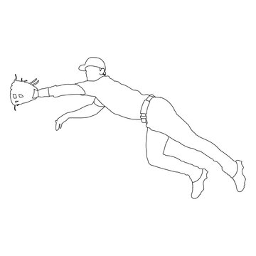 recommend clip art: Baseball player catching ball line vector
