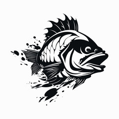 Fish silhouette, isolated on white background, vector illustration.