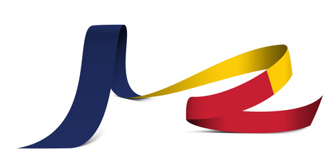 3D illustration. Flag of Chad on a fabric ribbon background.