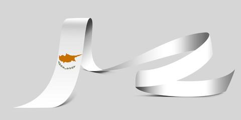 3D illustration. Flag of Cyprus on a fabric ribbon background.