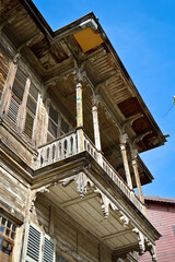 Fototapeta na wymiar Princes Islands, Buyukada in Istanbul, old wooden white houses in Buyukada