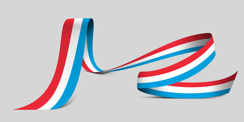 3D illustration. Flag of Luxembourg on a fabric ribbon background.
