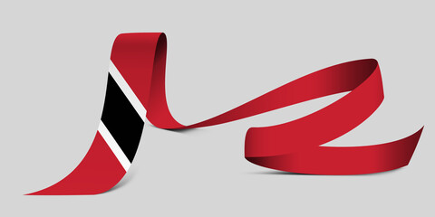 3D illustration. Flag of Trinidad and Tobago on a fabric ribbon background.