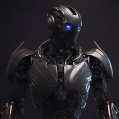 Fototapeta premium humanoid robot on black background illustration