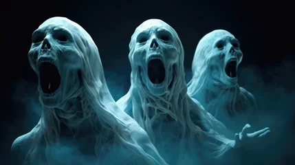 Fotobehang Screaming ghost faces. Created with Generative AI. © lchumpitaz