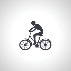 cyclist isolated icon, silhouette of a cyclist on a bike