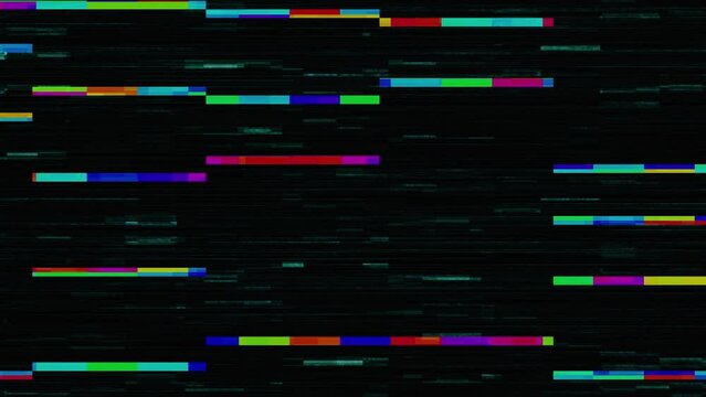 4K Visual video effects Glitch noise static television VFX stripes background. Transition for video editing, intro and logo reveals Screen damage TV. digital code futuristic information technology.
