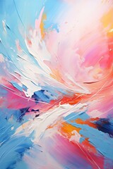 An abstract colourful painting that evokes joy, happiness and travel created with Generative AI technology