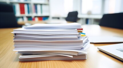 Une pile de documents posé sur un bureau