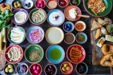 Traditional Colorful Turkish Breakfast Photo, Üsküdar Istanbul, Turkey (Turkiye)