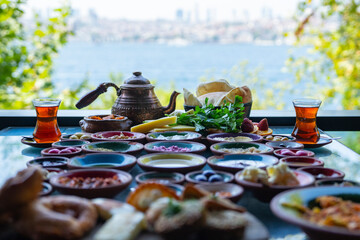 Traditional Colorful Turkish Breakfast Photo, Üsküdar Istanbul, Turkey (Turkiye)