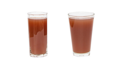 Juice Brown mangosteen in tall two glass type isolated on cut out PNG. Rich vitamin in...