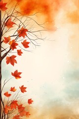 Obraz na płótnie Canvas Falling fall maple leaves on autumn background. Seasonal banner with autumn foliage. Copy space. 