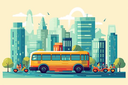Yellow school bus on road, Back to school concept