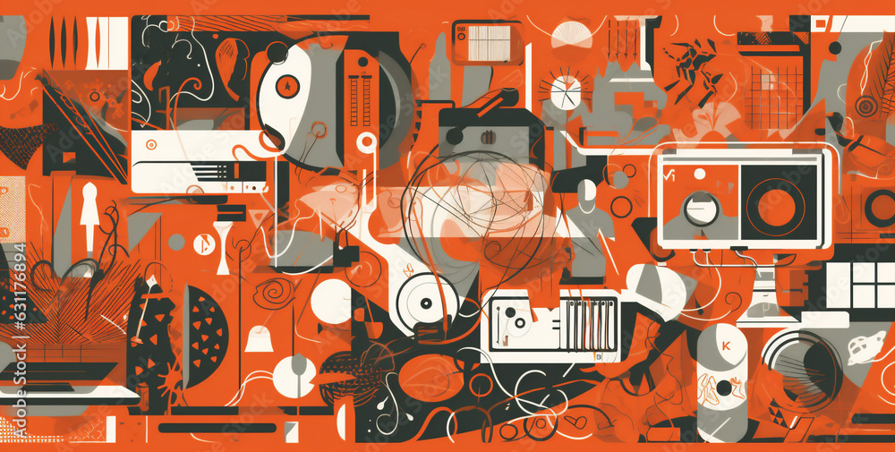 Poster technology business graphic computer colours design laptop gadget background desktop web. generative