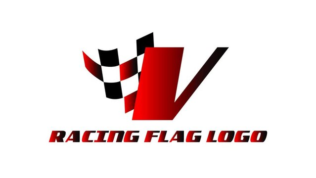 Title: Title: animation video of the racing flag and the letter V, suitable for opening racing sports advertisements, etc