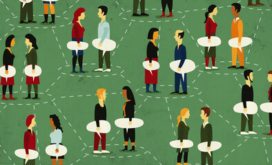 People chatting with speech bubbles social networking