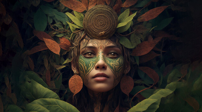 Ayahuasca plant with brunches and leaves.