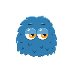 Funny monster. Cartoon illustration of a fluffy blue alien isolated on a white background. Vector 10 EPS.
