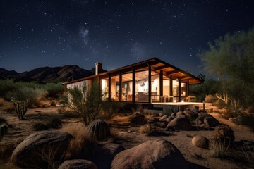 Phoenix's backyard with a wonderful view as we can admire the created stars without light pollution. Generative AI Technology 