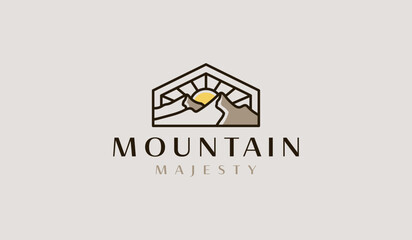 Simple Mountain Logo. Universal creative premium symbol. Vector sign icon logo template. Vector illustration