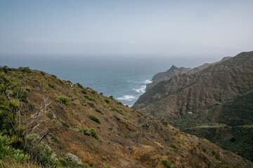Fototapeta na wymiar Scenic view of the ocean on a coastal road leading up to a beach, La Gomera, Spain, Canary Islands
