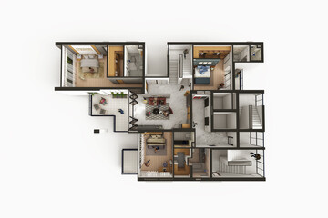 4 bedroom Duplex Apartment typical floor plan 2 - obrazy, fototapety, plakaty