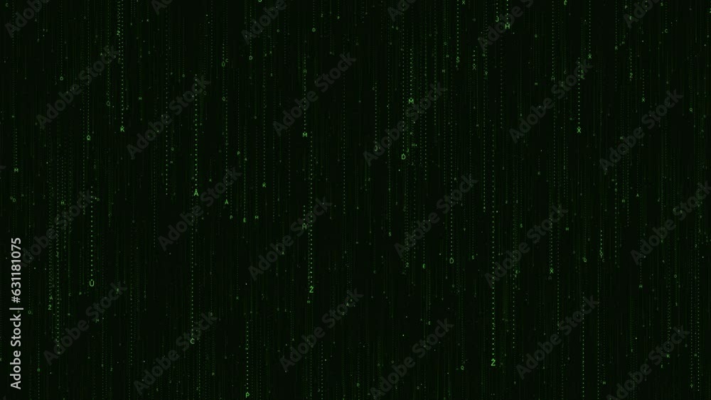 Poster matrix code falling green letters world digital rain mesmerizing matrix inspired animation. perfect 