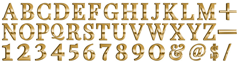 3d luxury glossy gold font letter abc - z © JMBee Studio