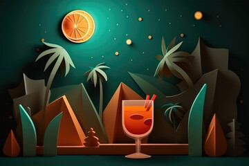 paper craft cocktail on background