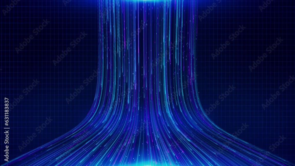 Poster future technology big data background. data funnel ai network. quantum nodes. tunnel wave lines. big