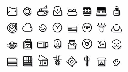 Set of 24 socail media web icons in line style. facebook, twitter, linkedin, behnce, youtube. Vector illustration